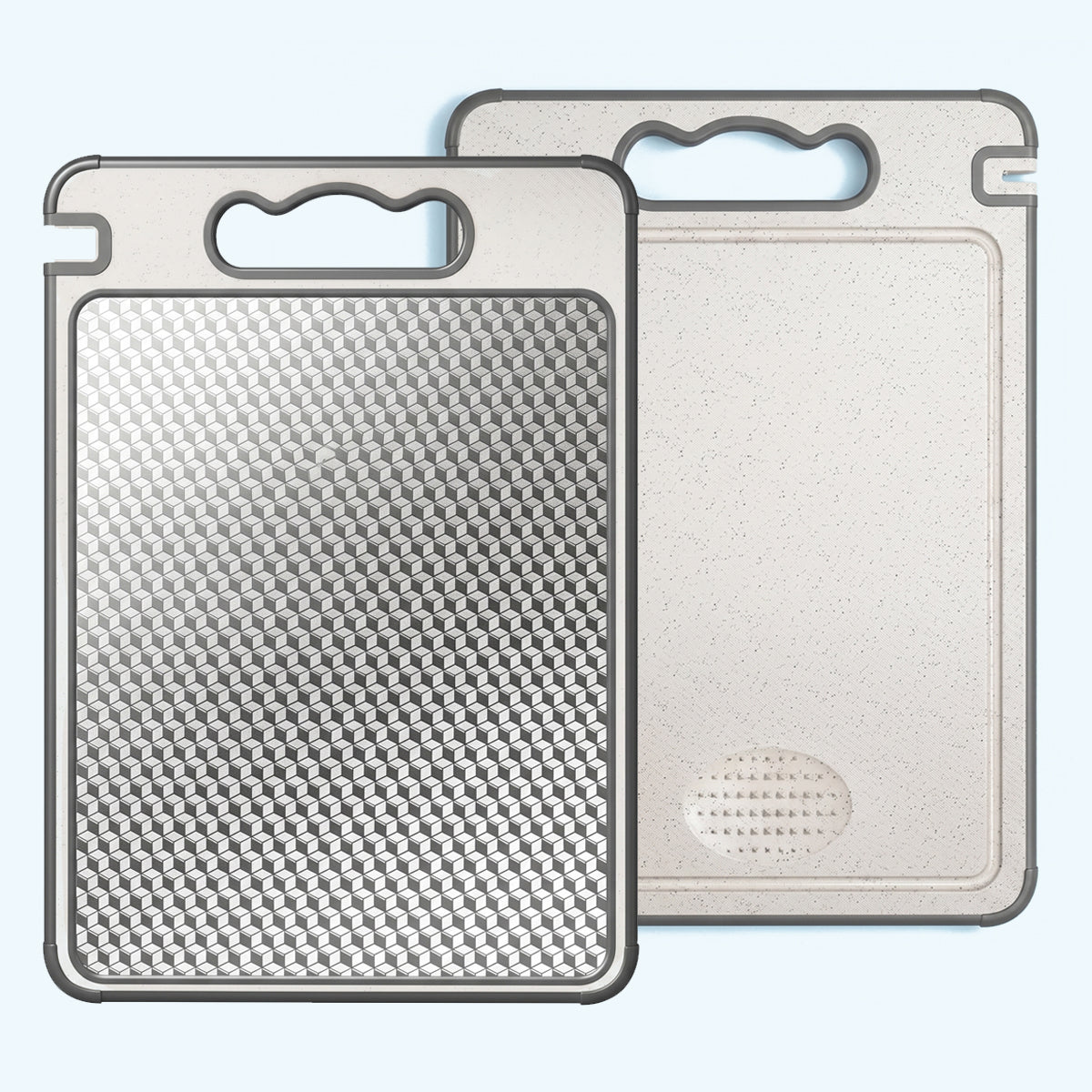 Double-Sided 304 Stainless Steel & Wheat Straw Cutting Board