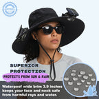 Wide Brim Sun Hat with Dual Solar Fans
