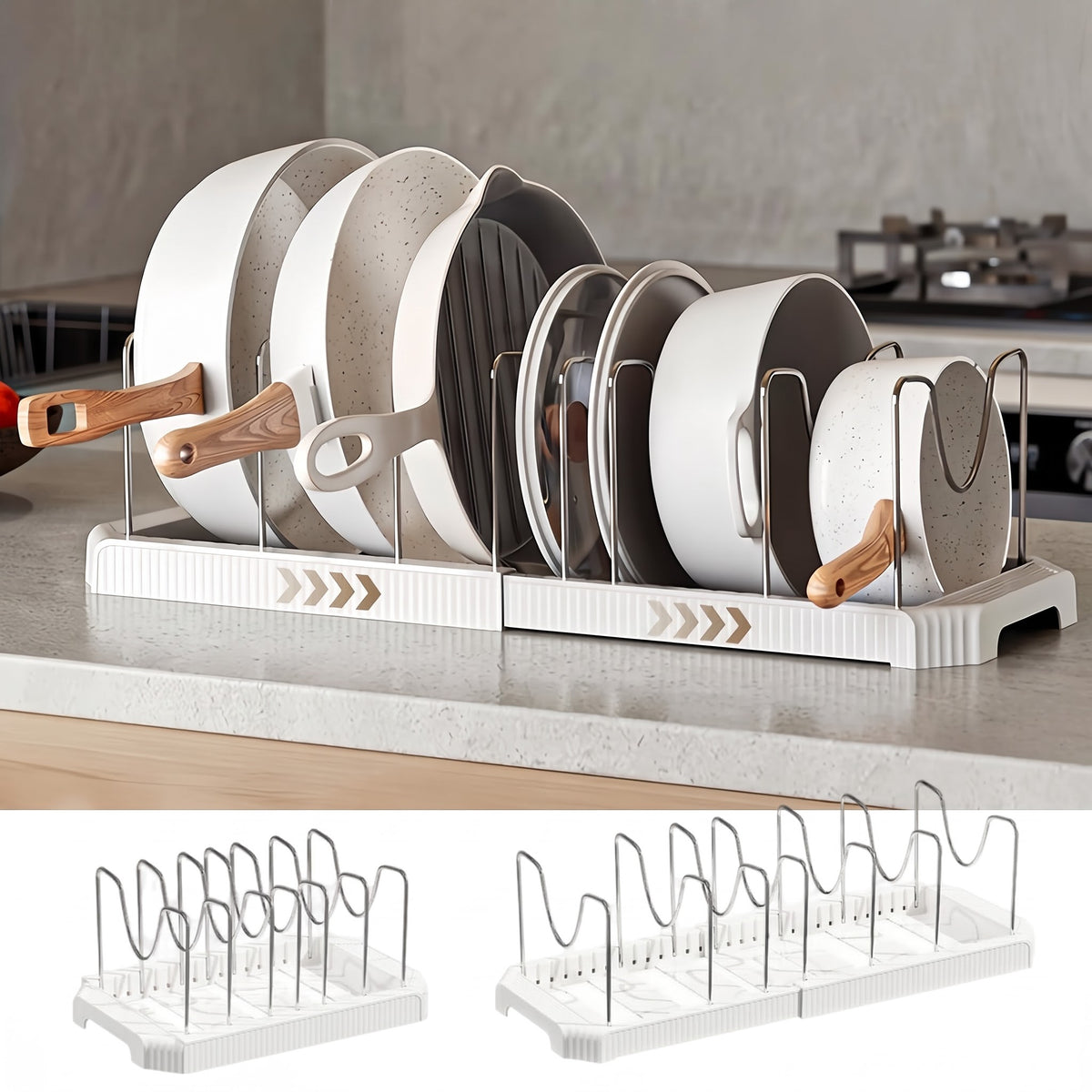 Expandable Pot Lid & Pan Organizer Rack