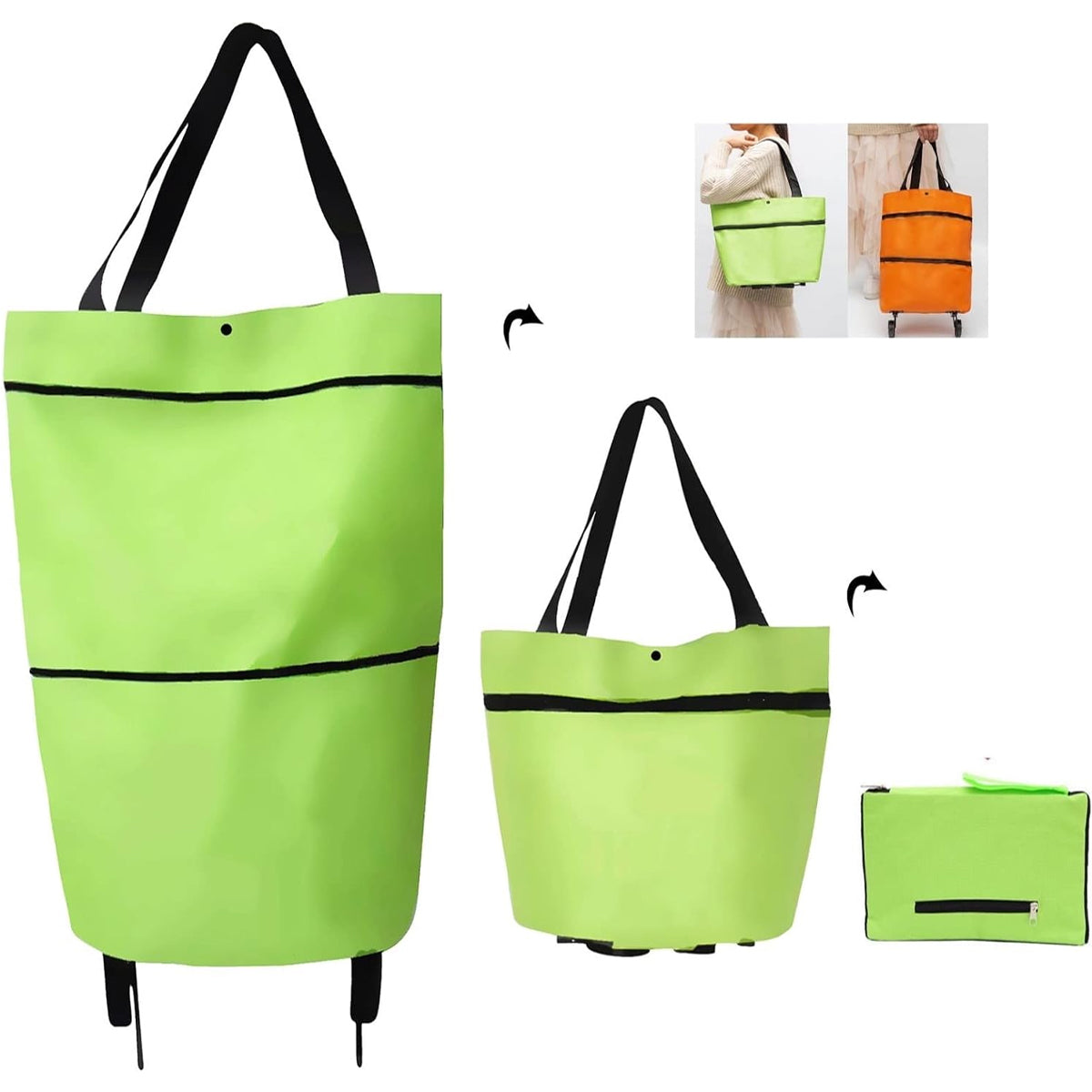 2-in-1 Foldable Shopping Cart with Wheels