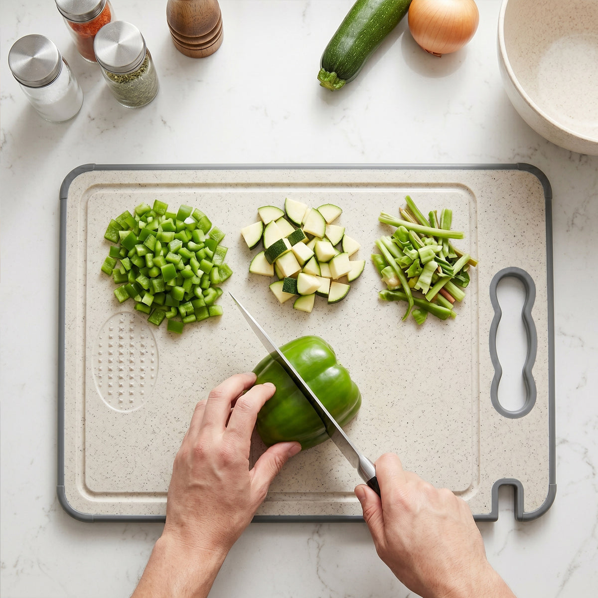 Double-Sided 304 Stainless Steel & Wheat Straw Cutting Board