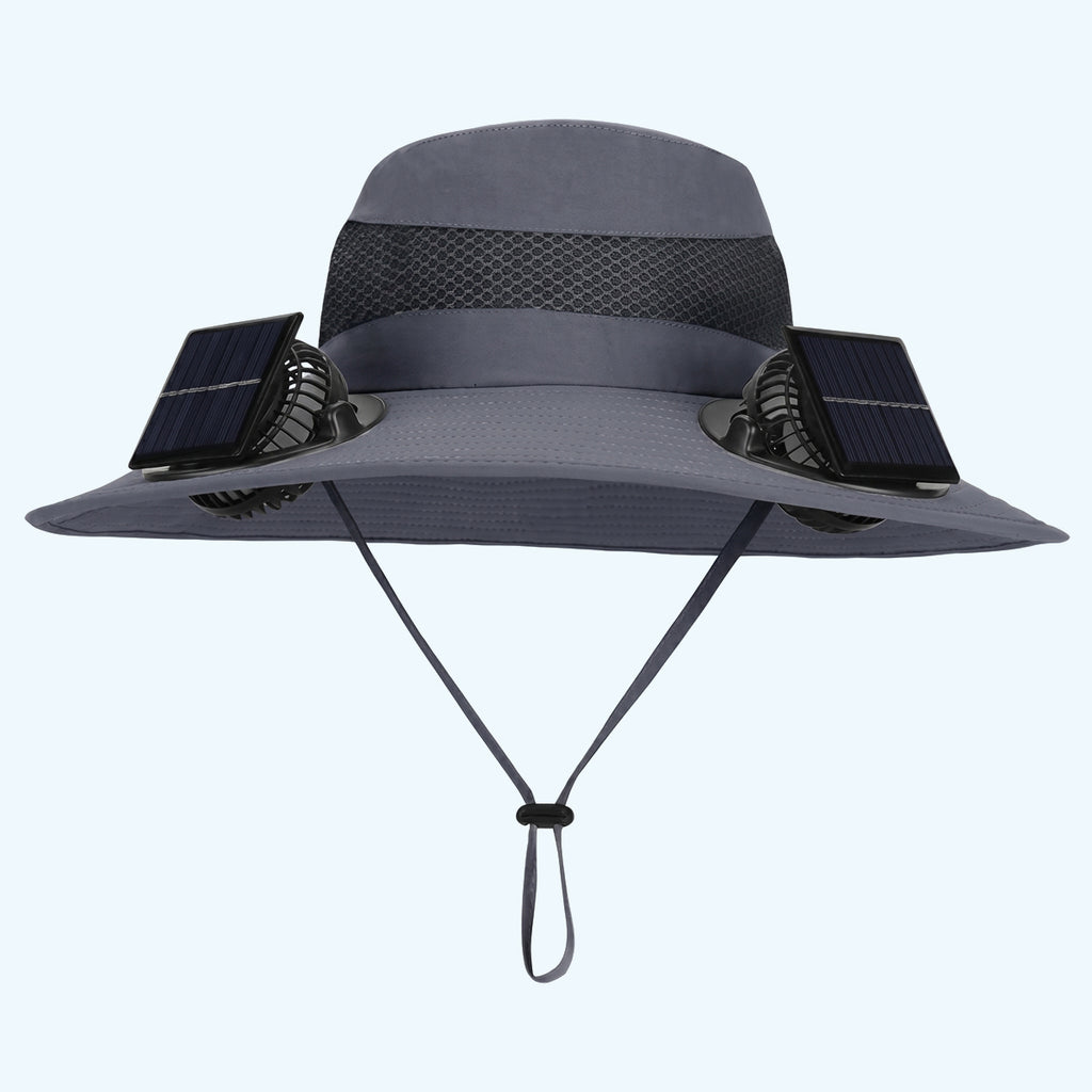 Wide Brim Sun Hat with Dual Solar Fans