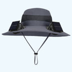 Wide Brim Sun Hat with Dual Solar Fans