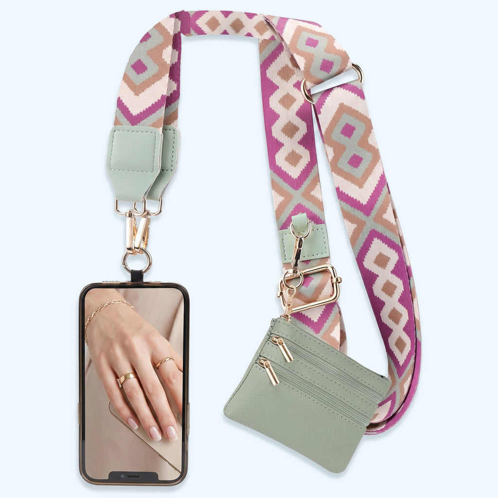 Adjustable Phone Strap with Zipper Wallet