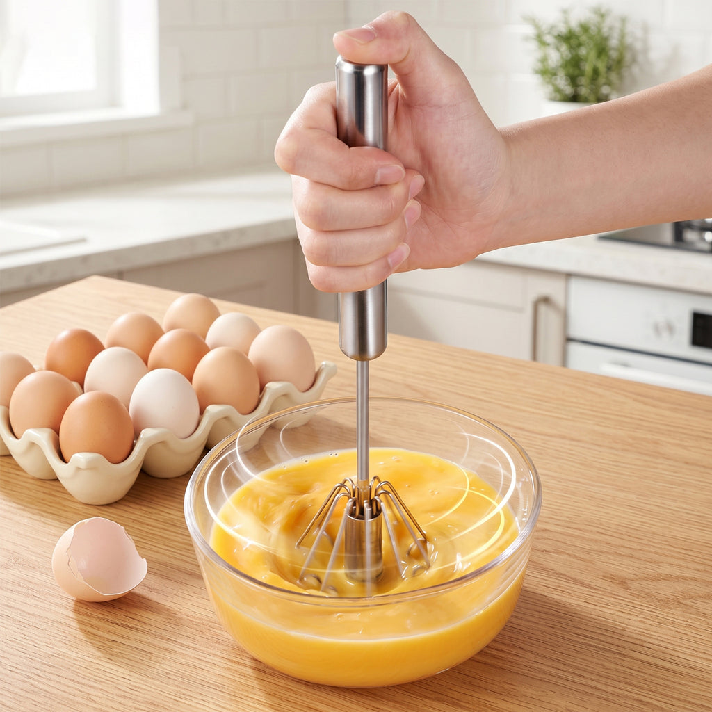 Stainless Steel Hand Push Egg Whisk