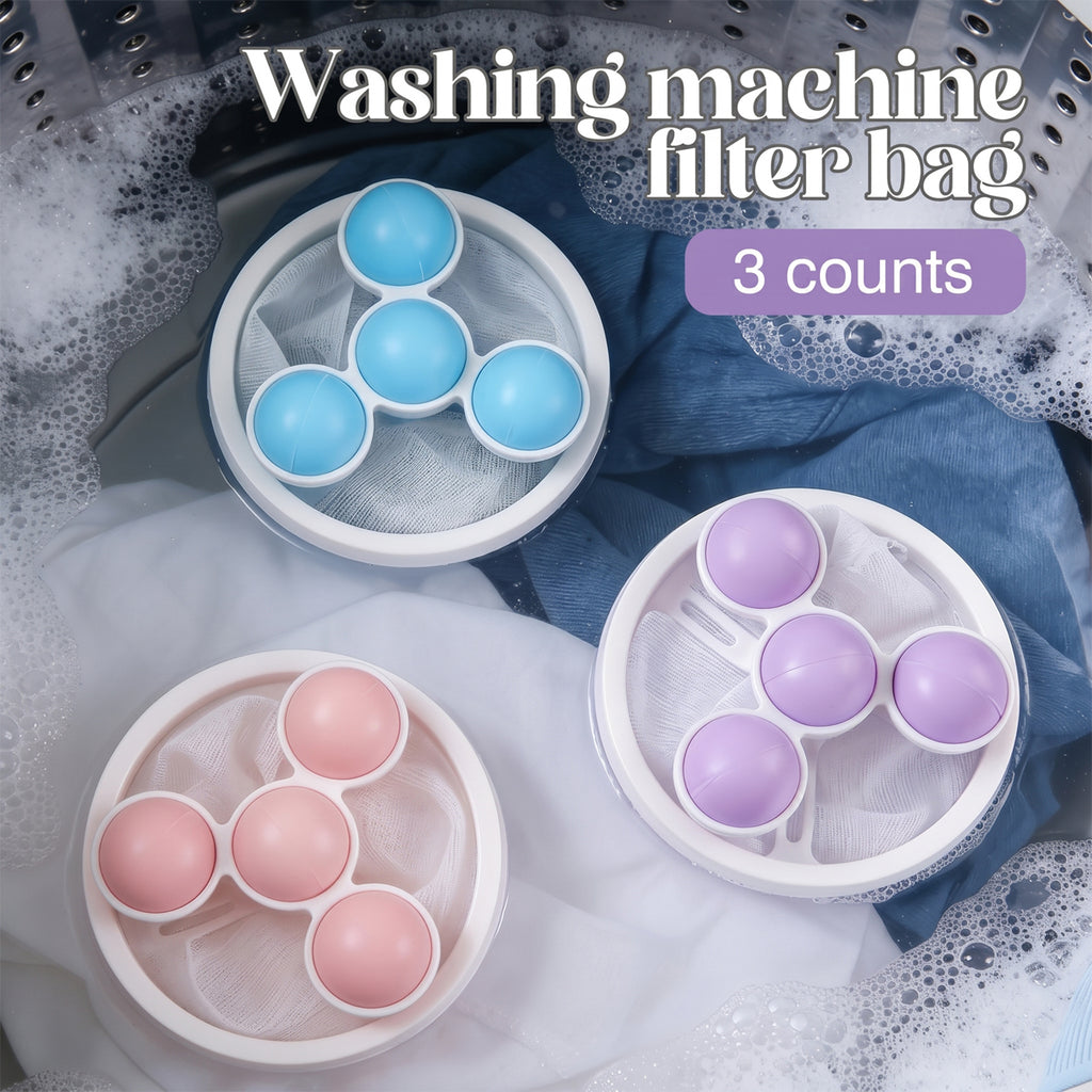 3 Packs Reusable Washing Machine Filter Bags
