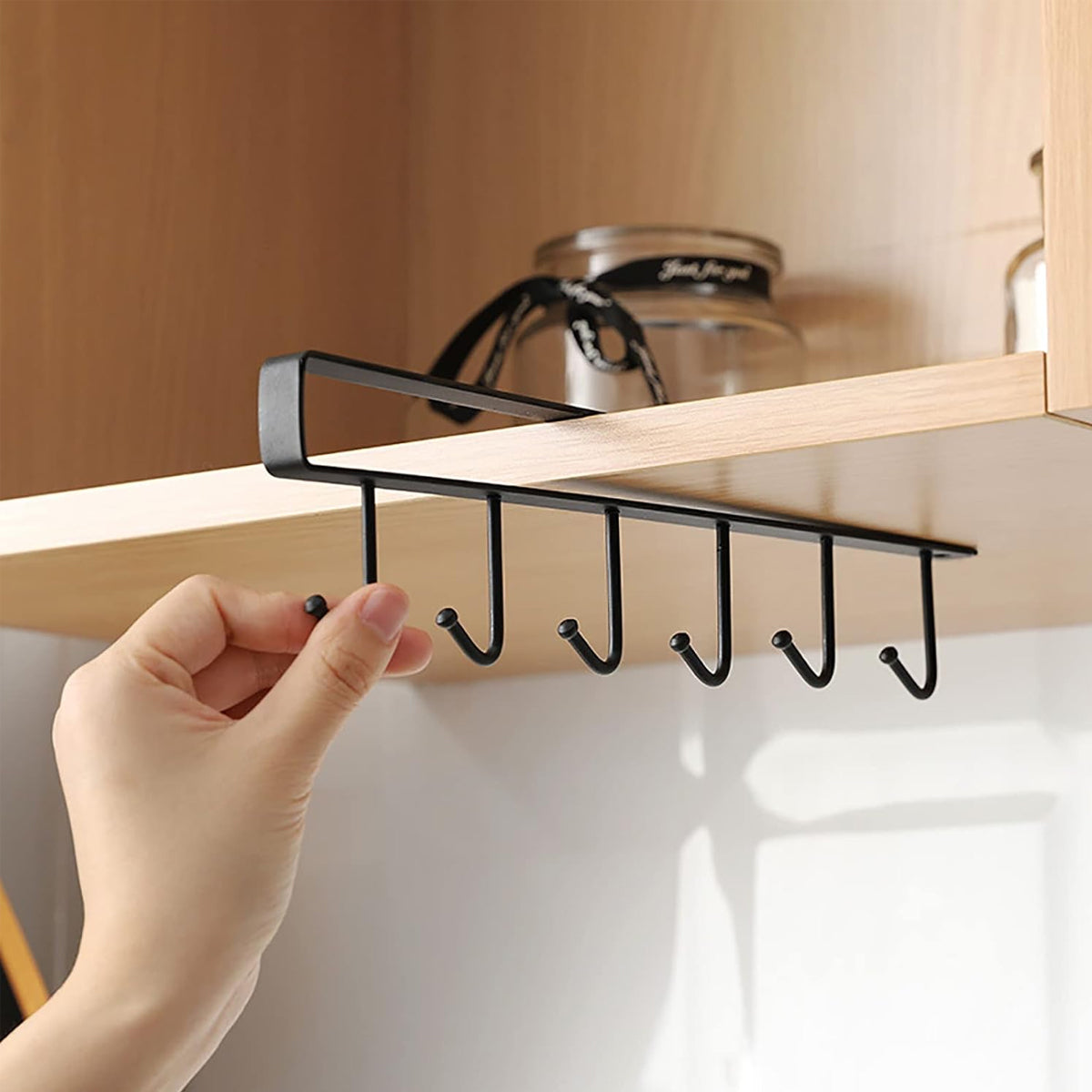 6 Hooks Storage Shelf Wardrobe Cabinet