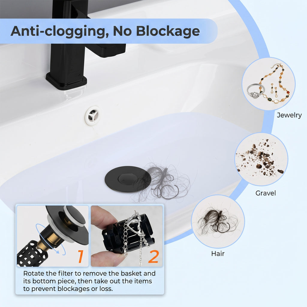 3-in-1 Bathroom Sink Drain Stopper