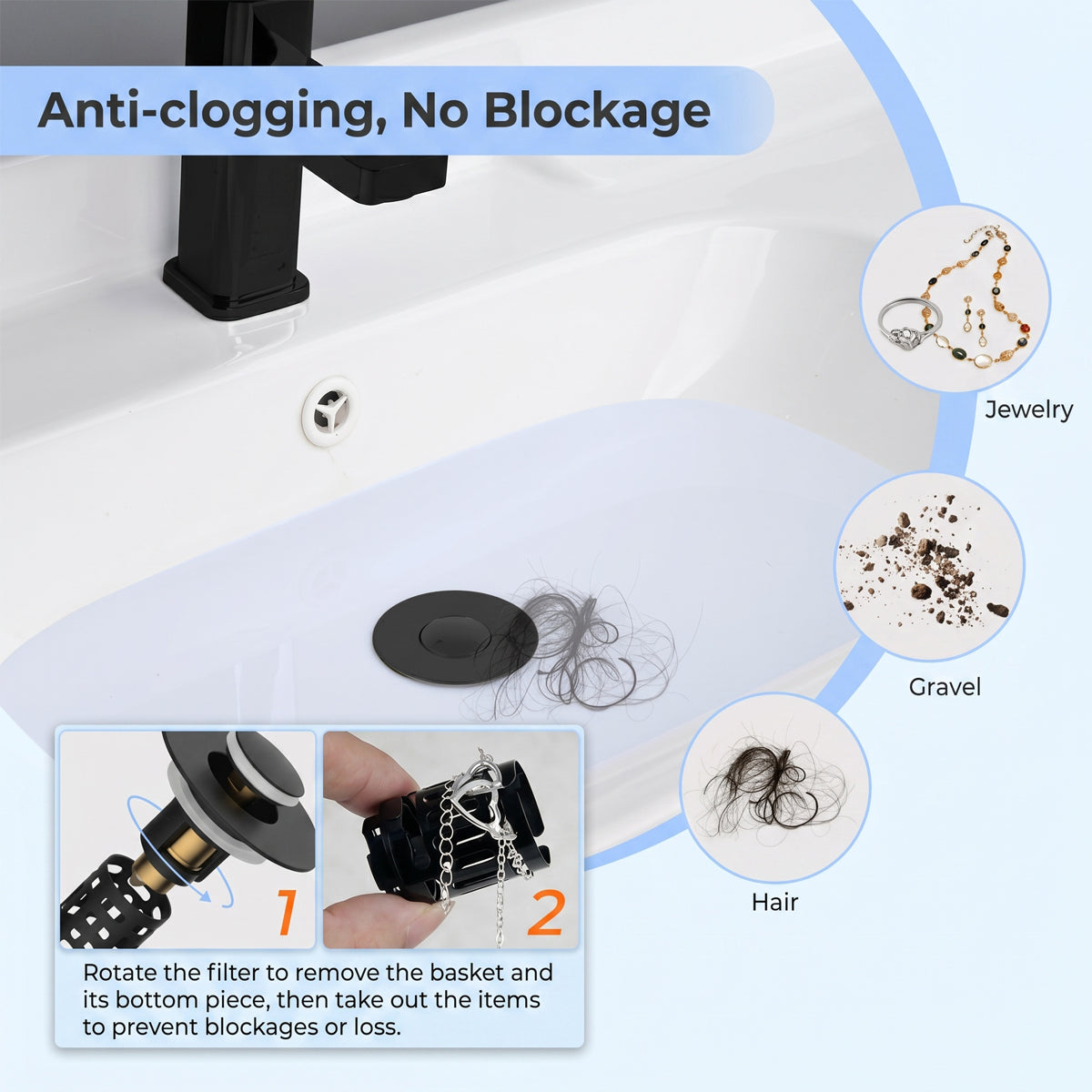 3-in-1 Bathroom Sink Drain Stopper