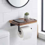 Wooden Toilet Paper Holder with Shelf