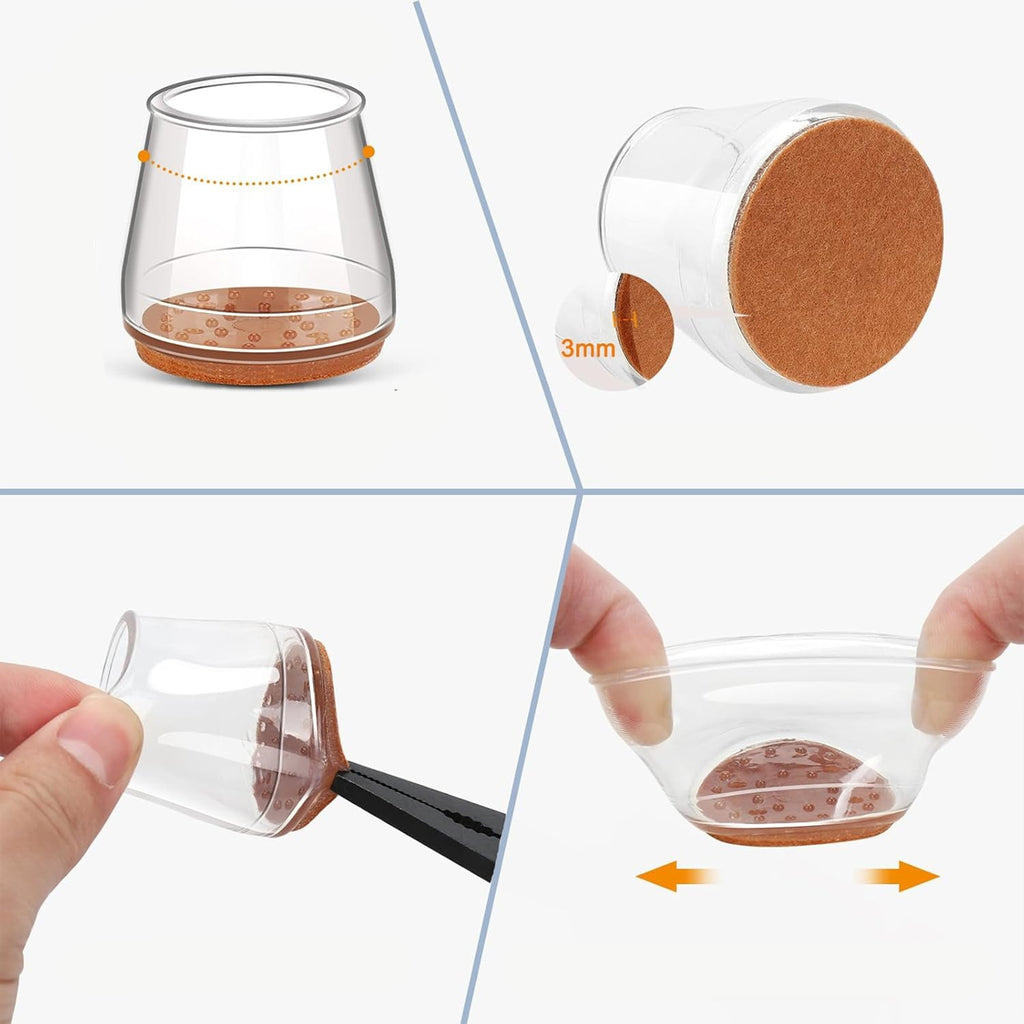 Transparent Silicone Chair Leg Floor Protectors