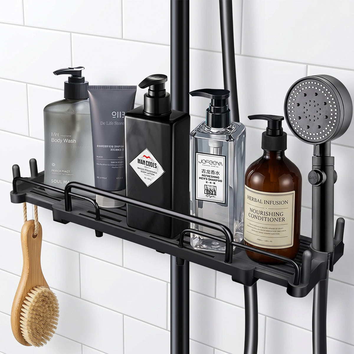 Retractable Shower Rail Shelf