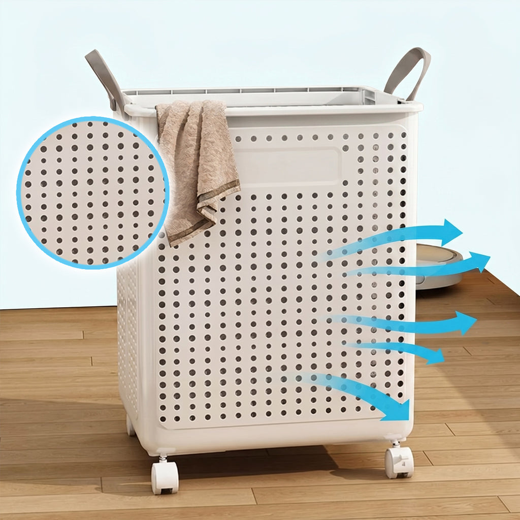 Foldable Laundry Basket with Wheels