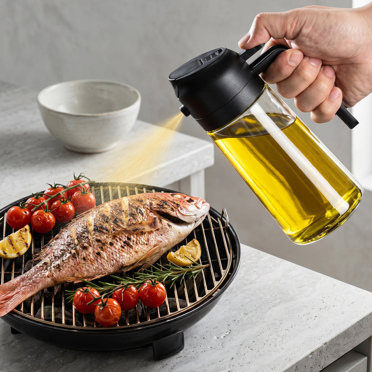 2-in-1 Olive Oil Sprayer & Dispenser Bottle