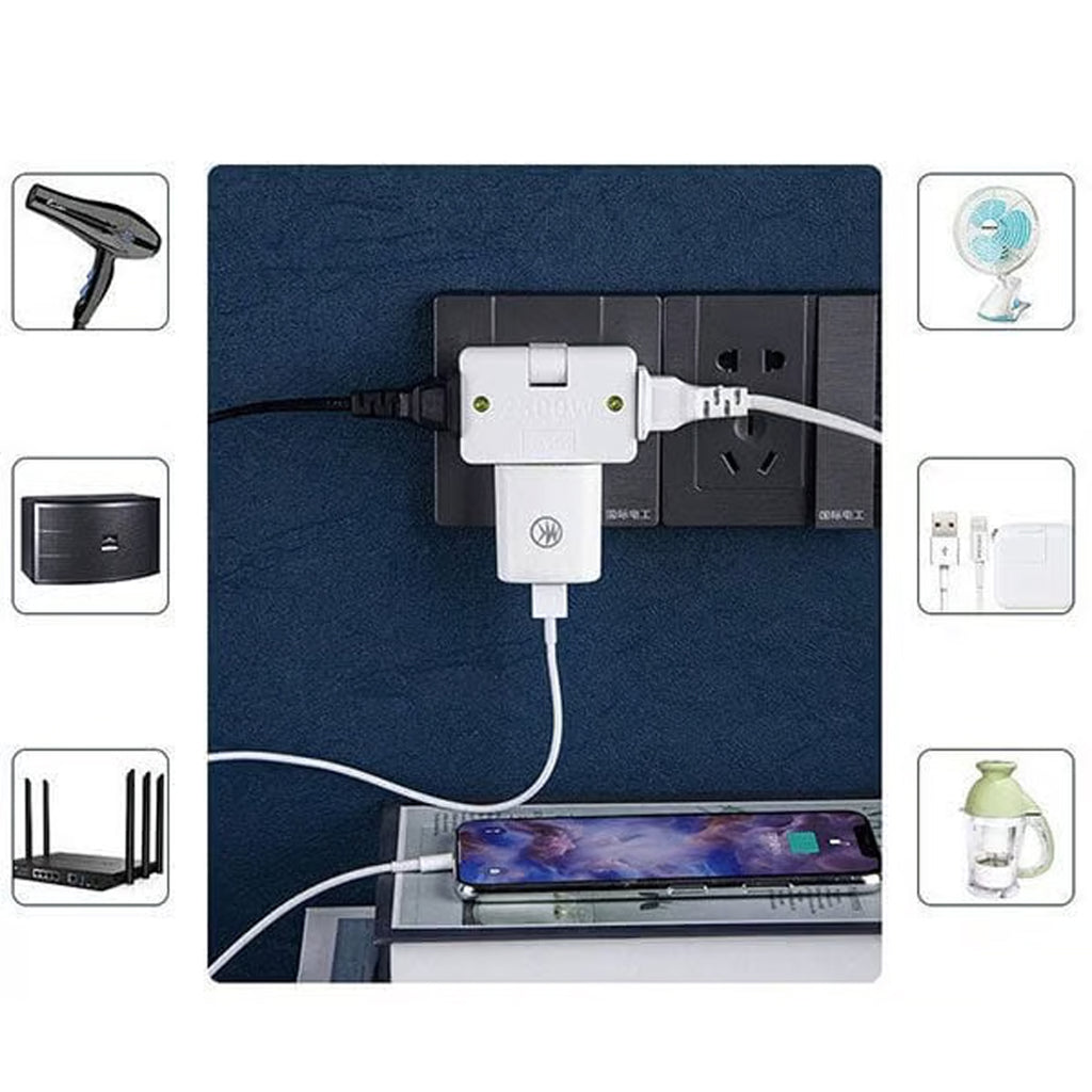 3-in-1 Rotatable Flat Wall Outlet Extender 2500W
