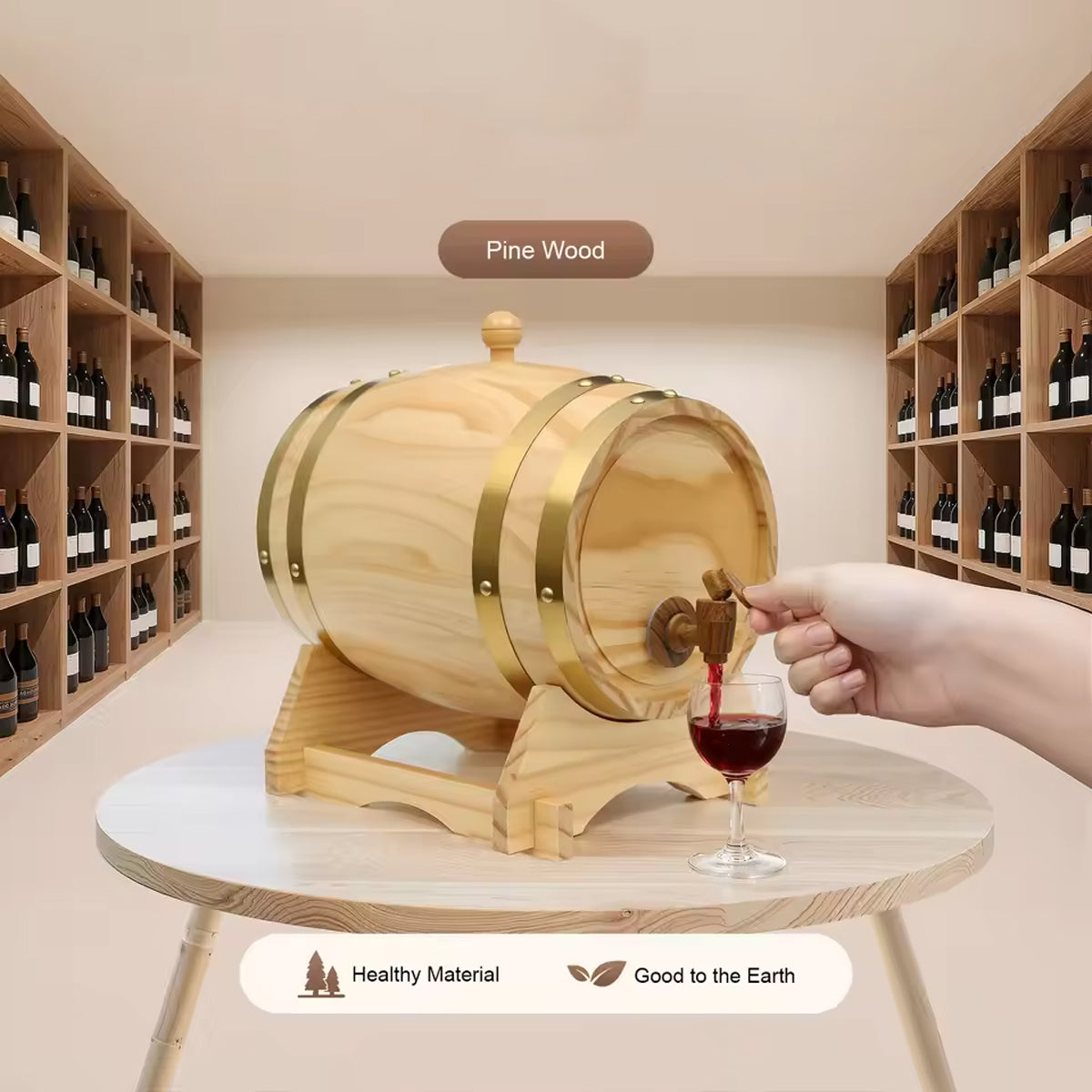 Premium 5L Wood Wine Barrel with Faucet