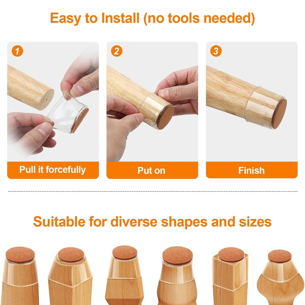 Transparent Silicone Chair Leg Floor Protectors