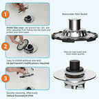 Bathtub Drain Stopper with Visible Top Hair Catcher
