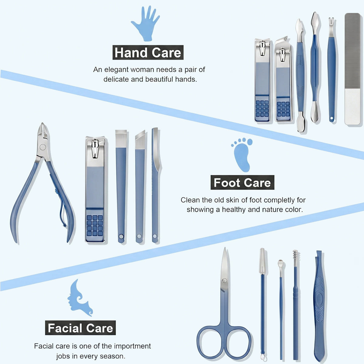16PCS Stainless Steel Manicure & Pedicure Kit