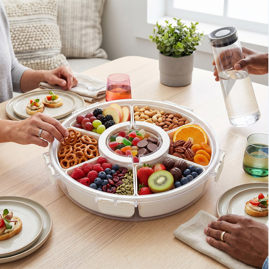 Divided Snack Tray with Lid & Handle