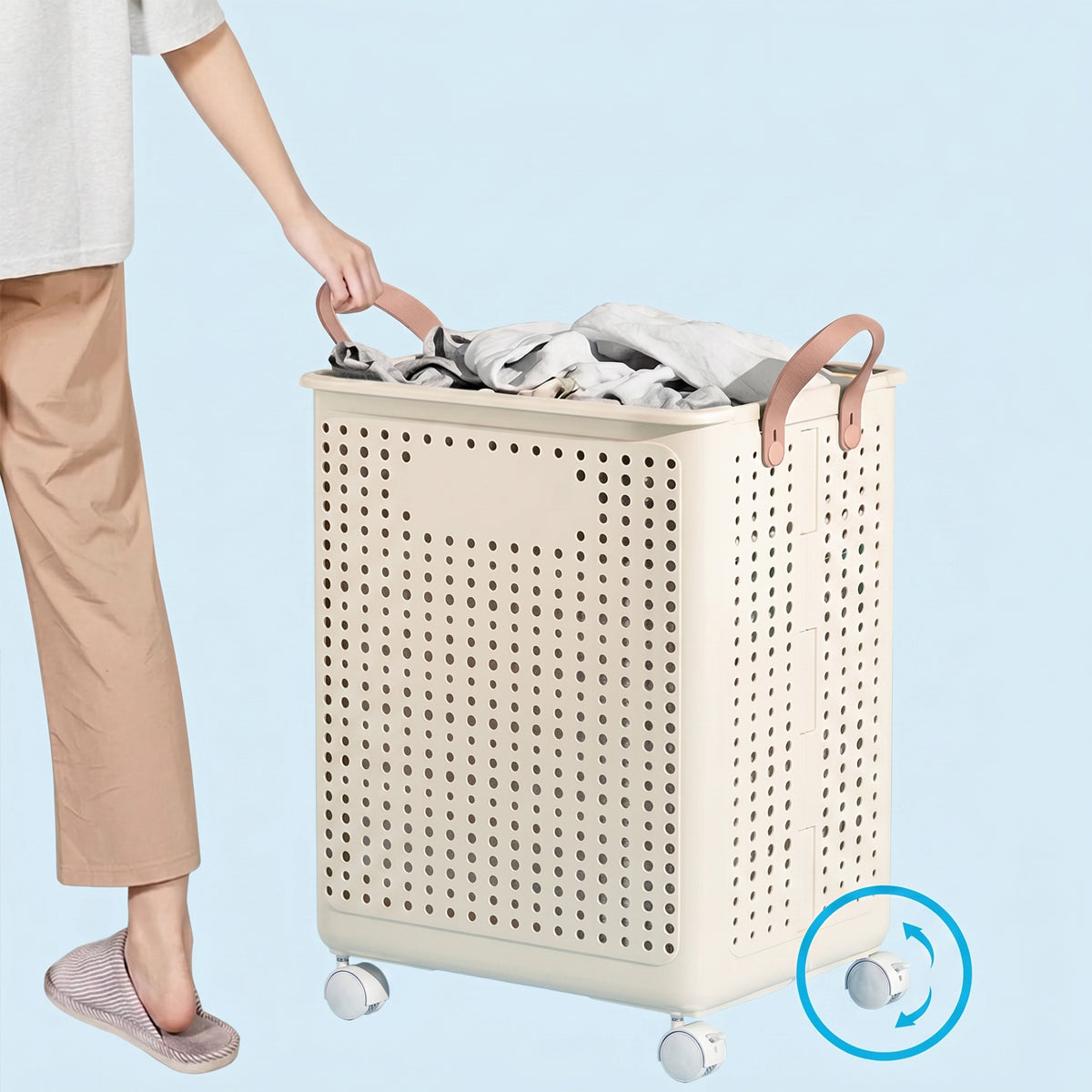Foldable Laundry Basket with Wheels