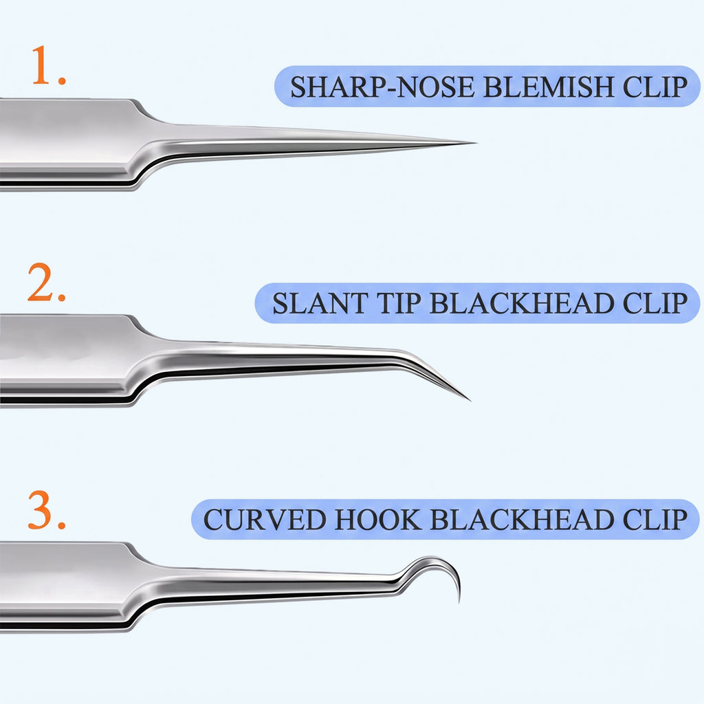 Stainless Steel Blackhead Remover Tweezers Set