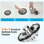 Bathtub Drain Stopper with Visible Top Hair Catcher