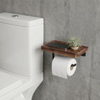 Wooden Toilet Paper Holder with Shelf