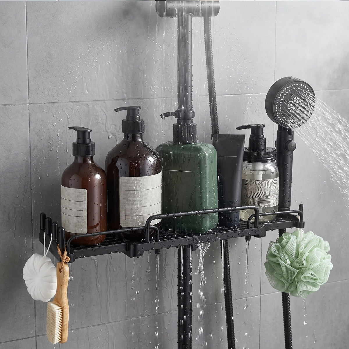 Retractable Shower Rail Shelf