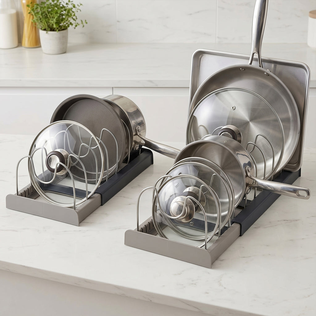 Expandable Pan & Pot Lid Rack Organizer