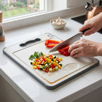 Double-Sided 304 Stainless Steel & Wheat Straw Cutting Board