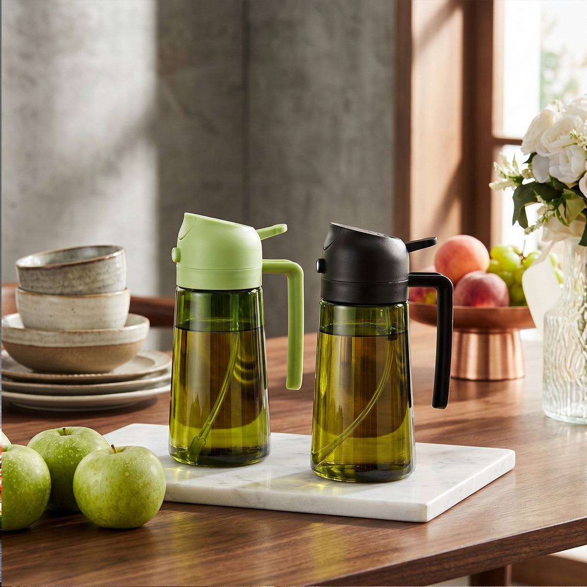 2-in-1 Olive Oil Sprayer & Dispenser Bottle