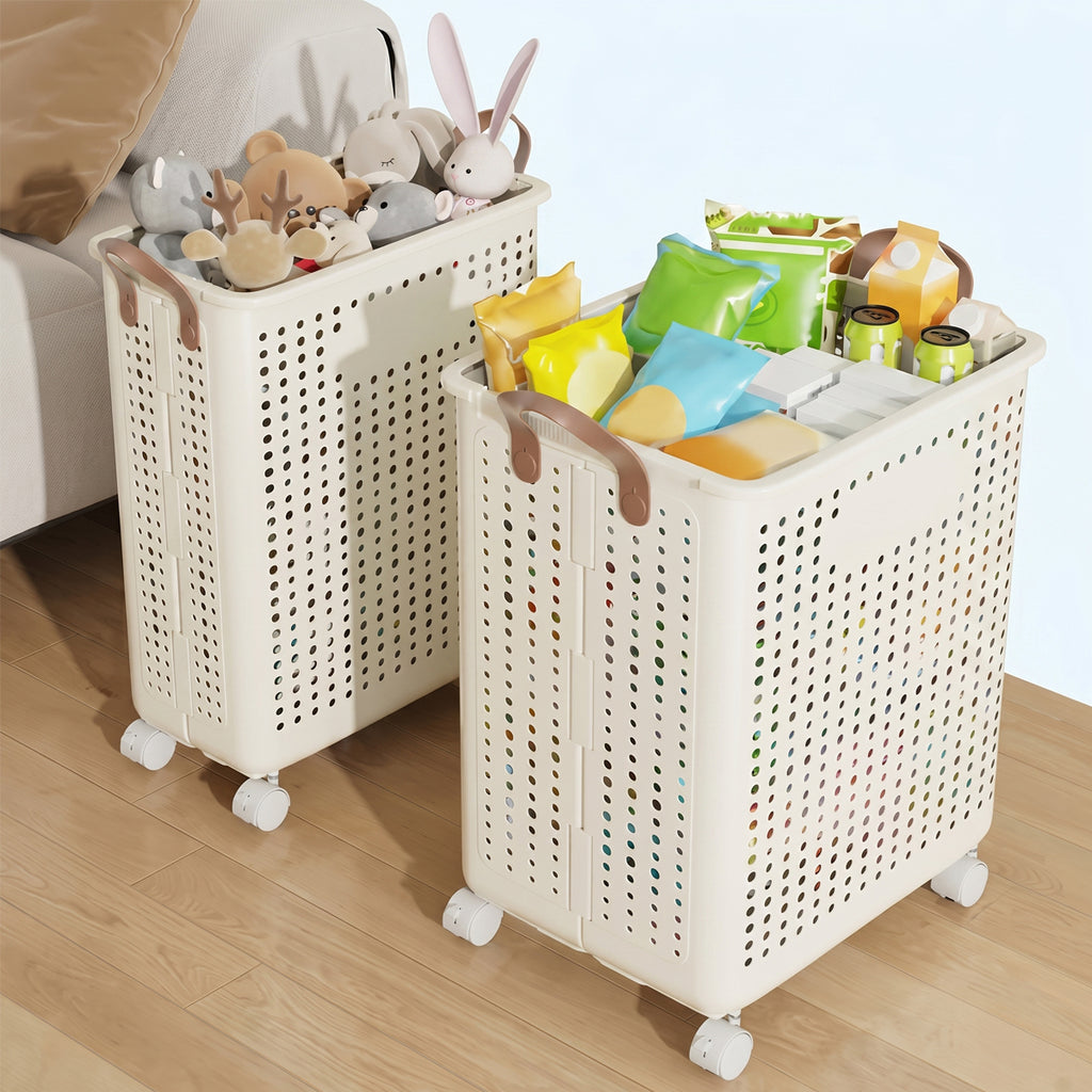 Foldable Laundry Basket with Wheels