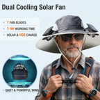 Wide Brim Sun Hat with Dual Solar Fans