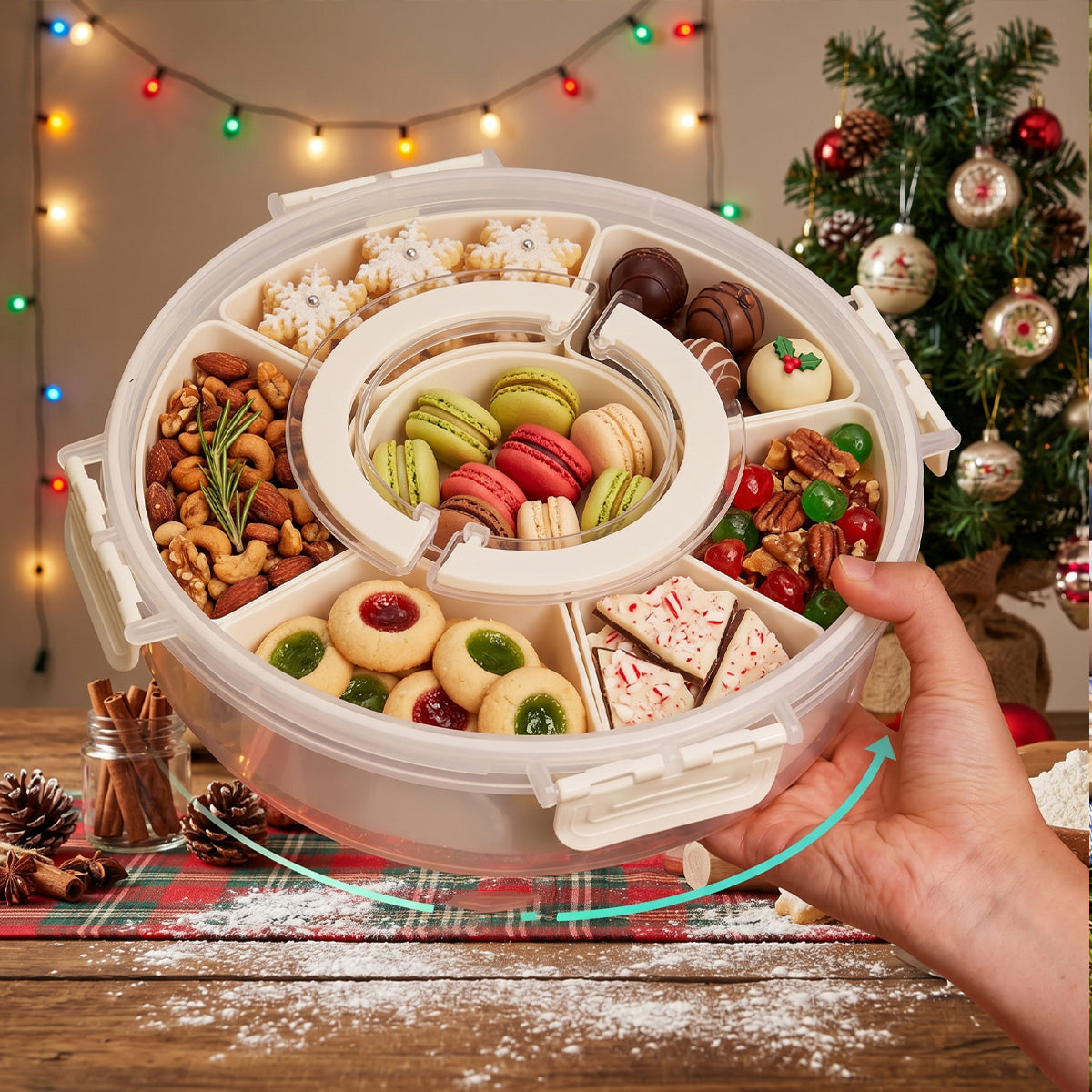 Divided Snack Tray with Lid & Handle