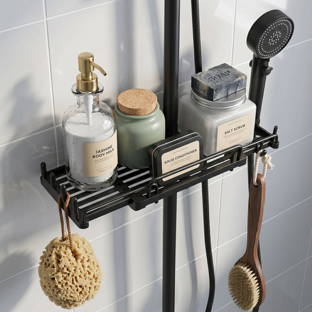 Retractable Shower Rail Shelf