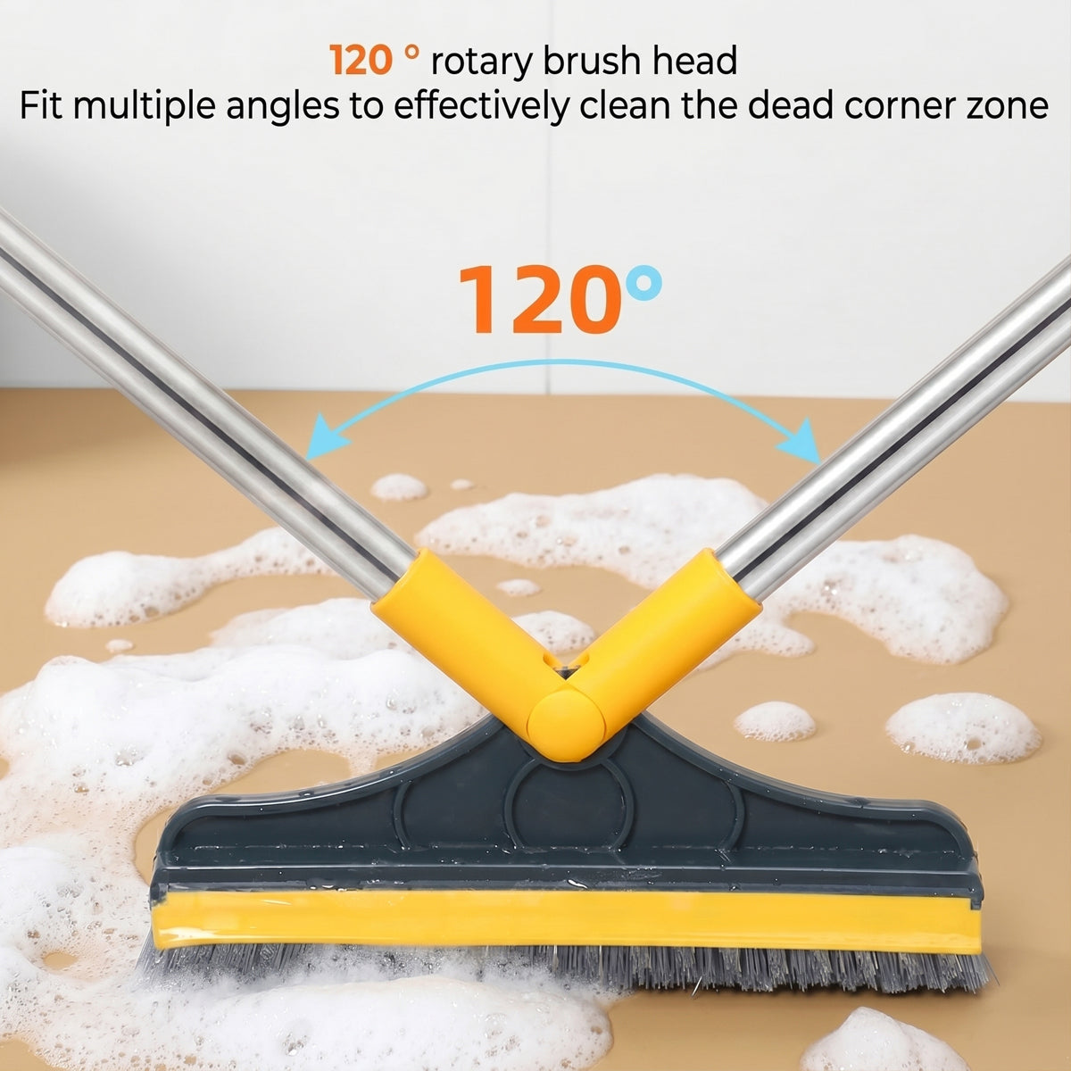2-in-1 Floor Scrub Brush with Squeegee