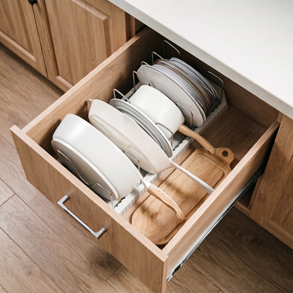 Expandable Pot Lid & Pan Organizer Rack