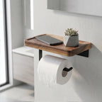 Wooden Toilet Paper Holder with Shelf