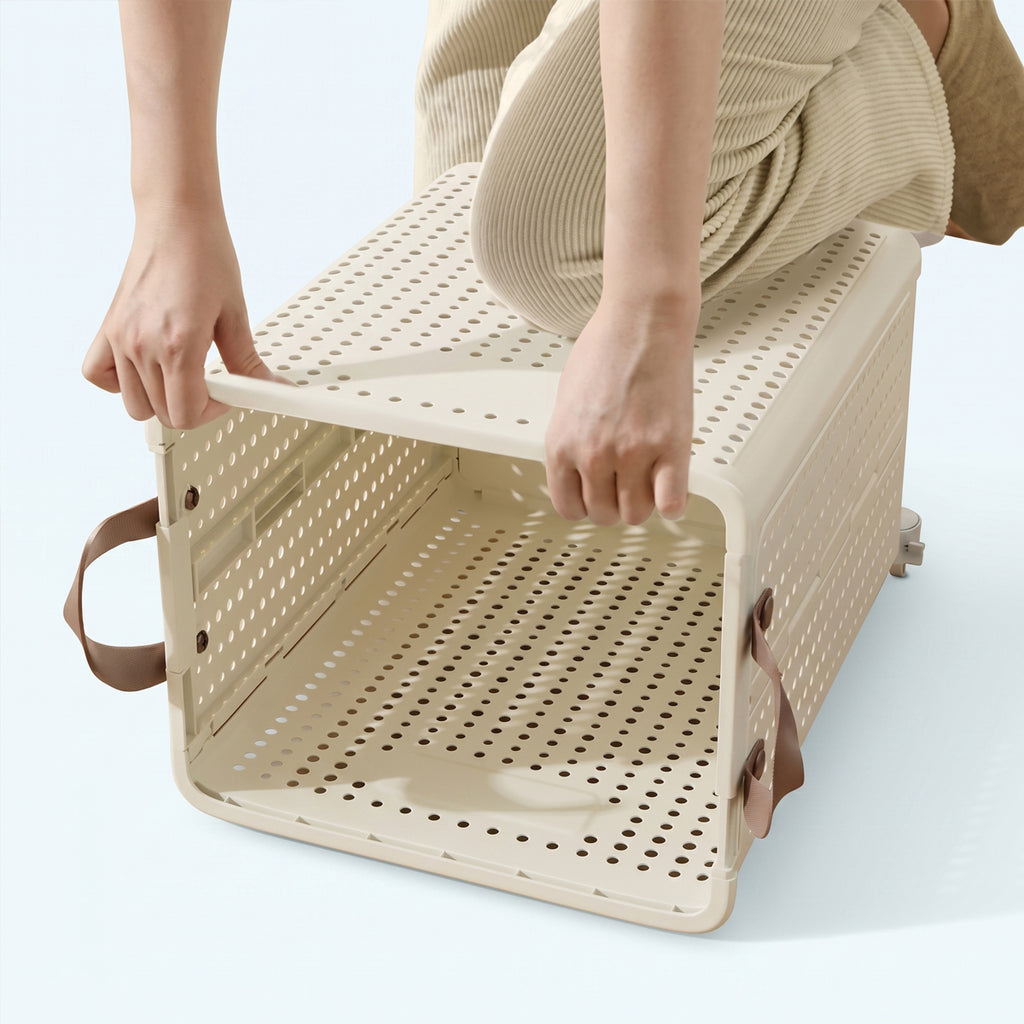 Foldable Laundry Basket with Wheels