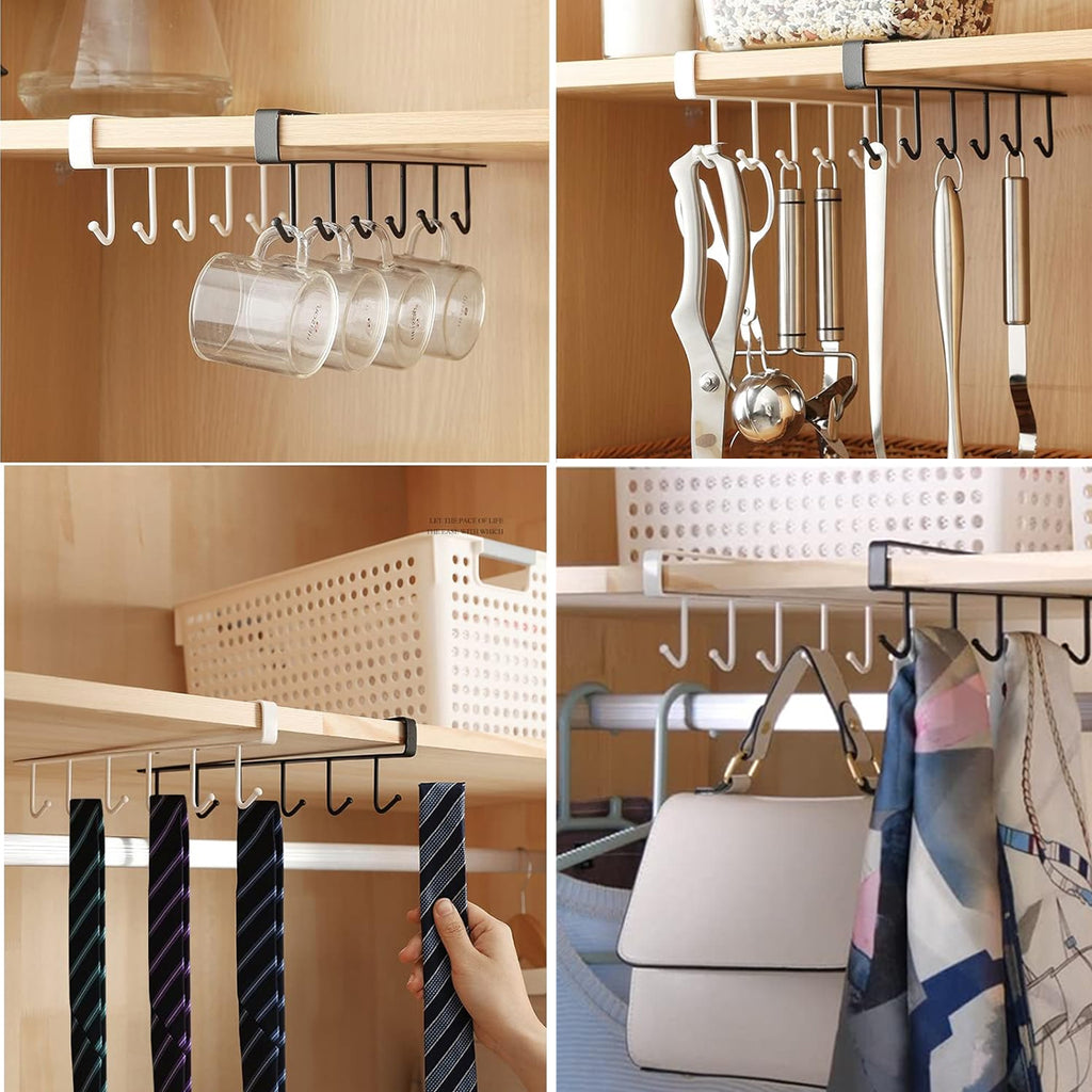 6 Hooks Storage Shelf Wardrobe Cabinet
