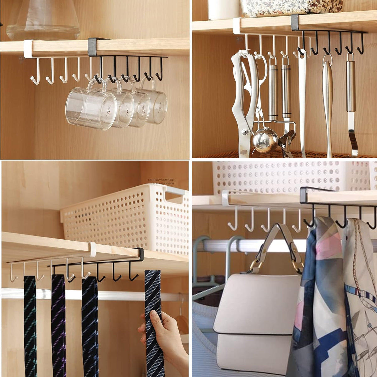 6 Hooks Storage Shelf Wardrobe Cabinet