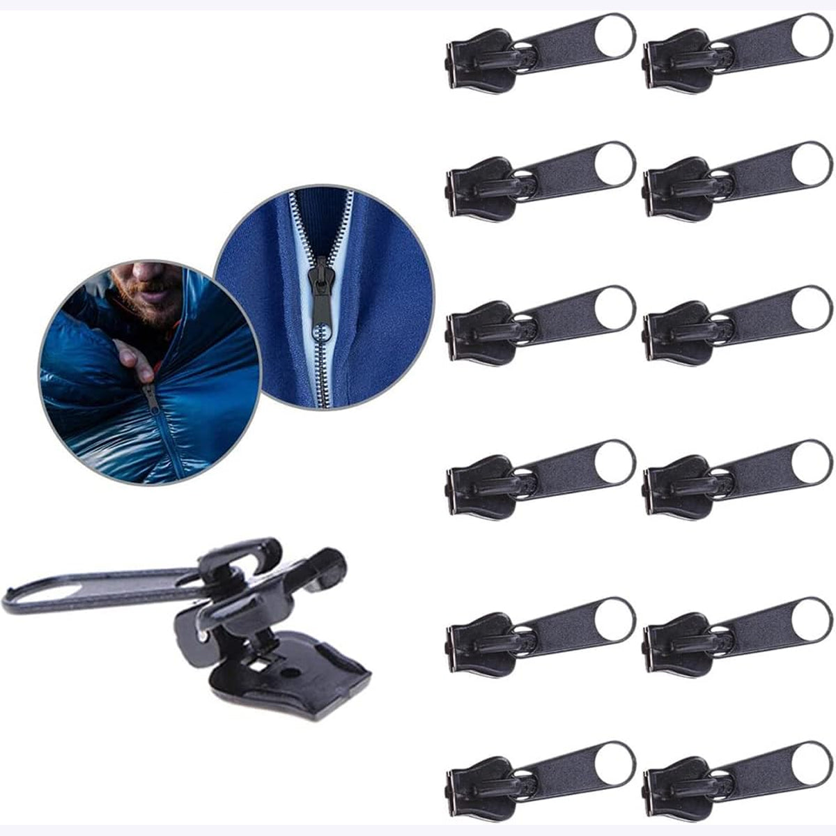 12 Pcs Fix Zip Puller 3 Sizes For All Zippers