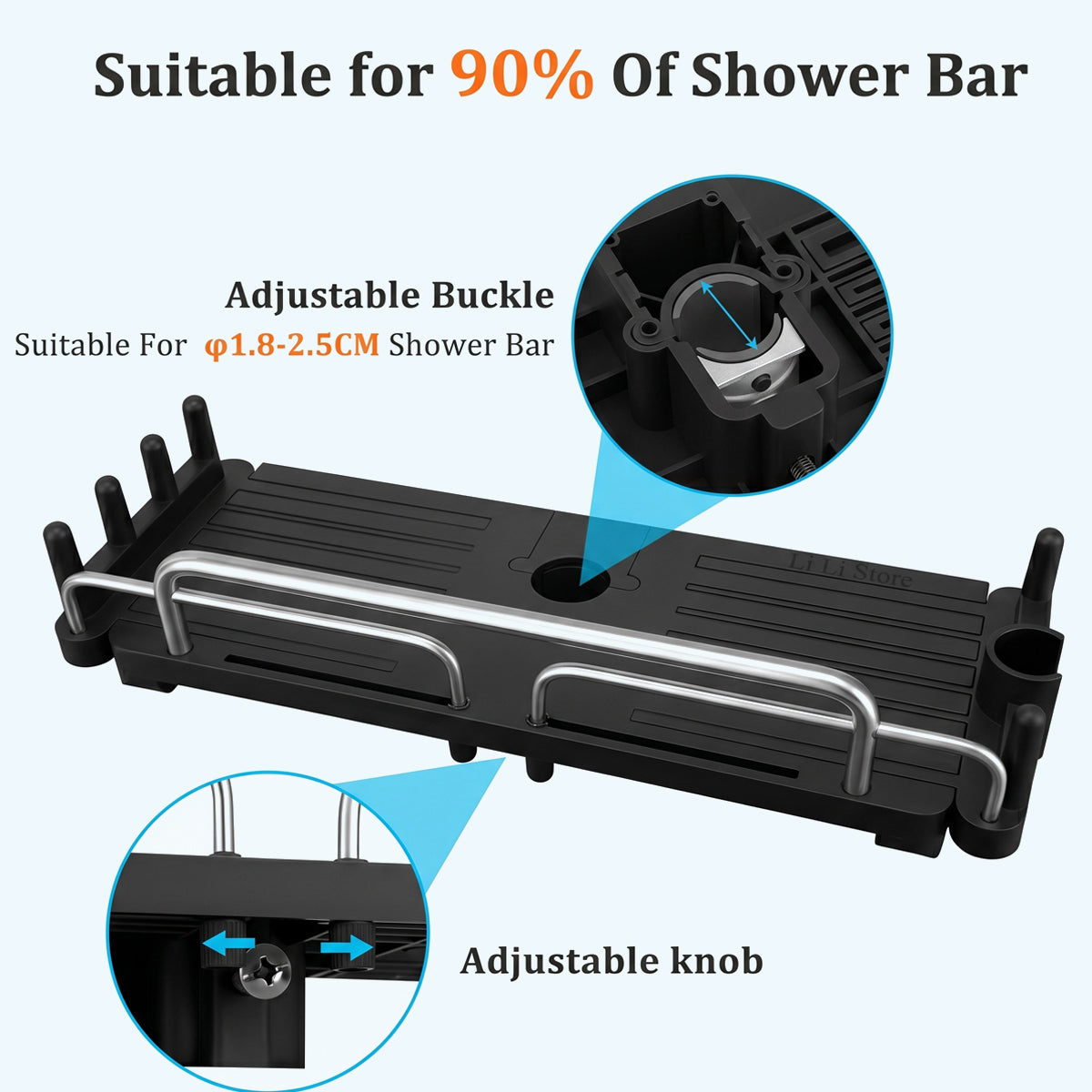 Retractable Shower Rail Shelf
