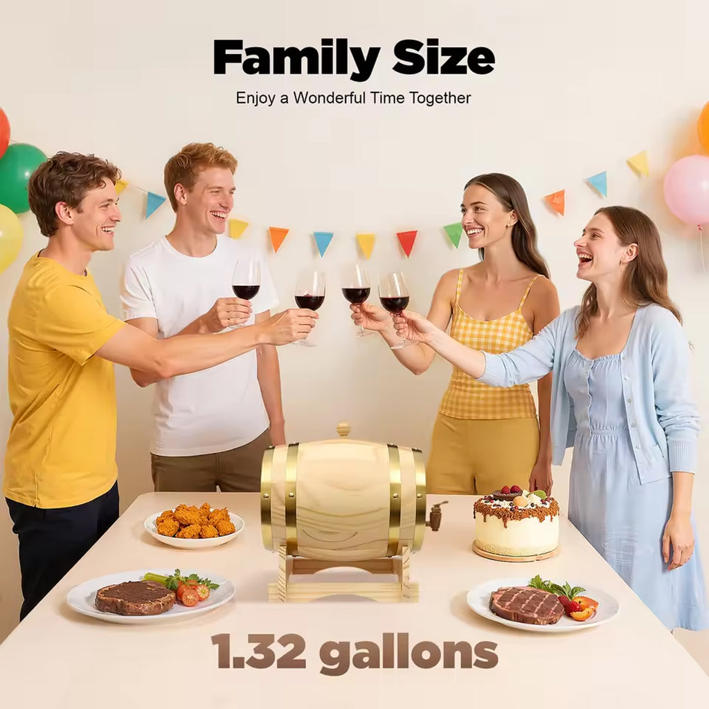 Premium 5L Wood Wine Barrel with Faucet