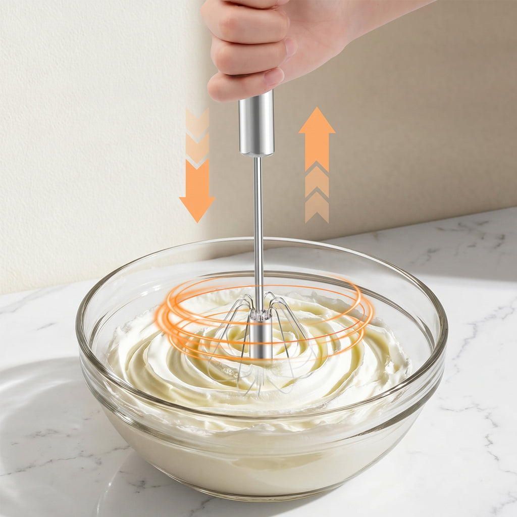 Stainless Steel Hand Push Egg Whisk