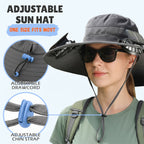 Wide Brim Sun Hat with Dual Solar Fans