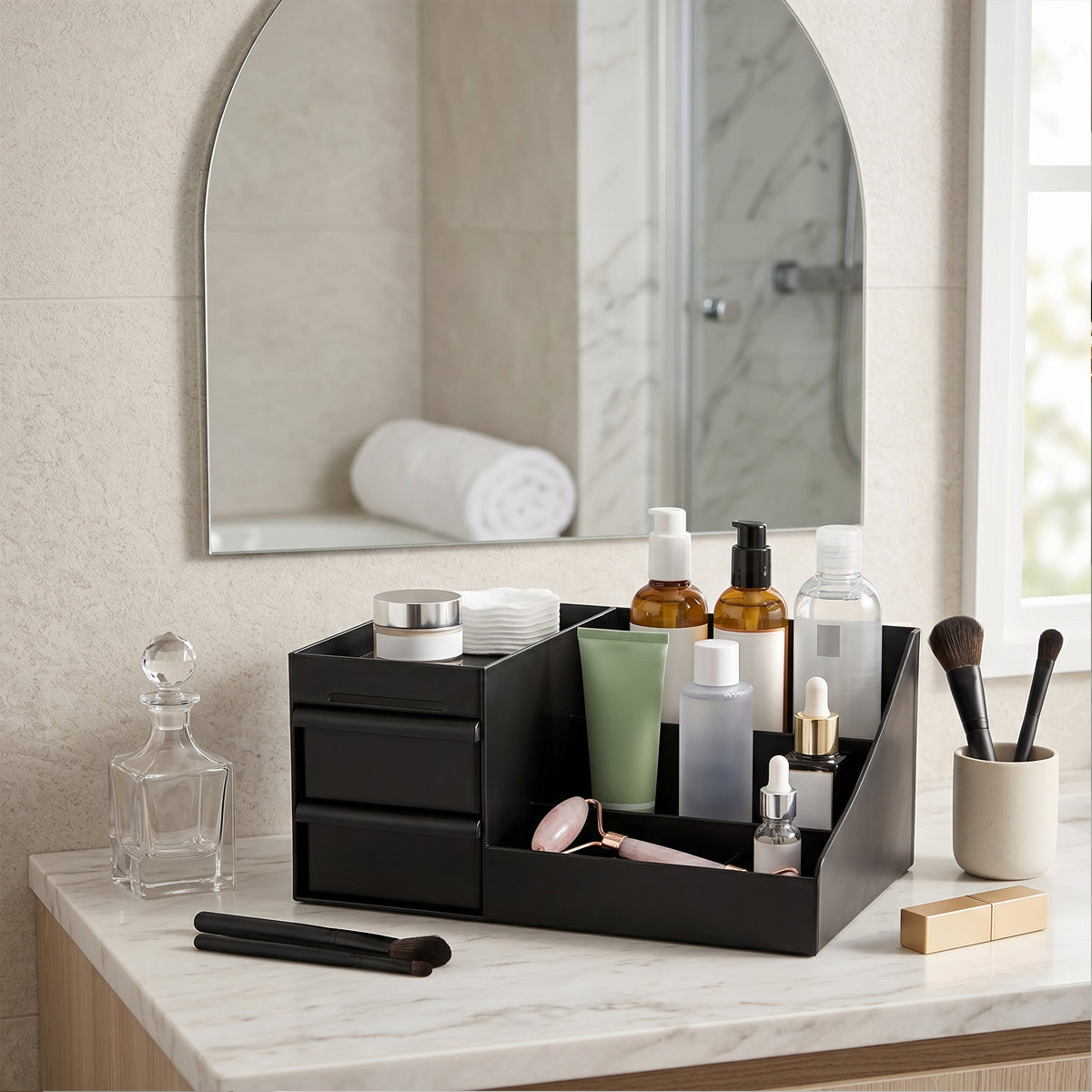 Cosmetic Storage Box with Drawers