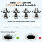 Bathtub Drain Stopper with Visible Top Hair Catcher