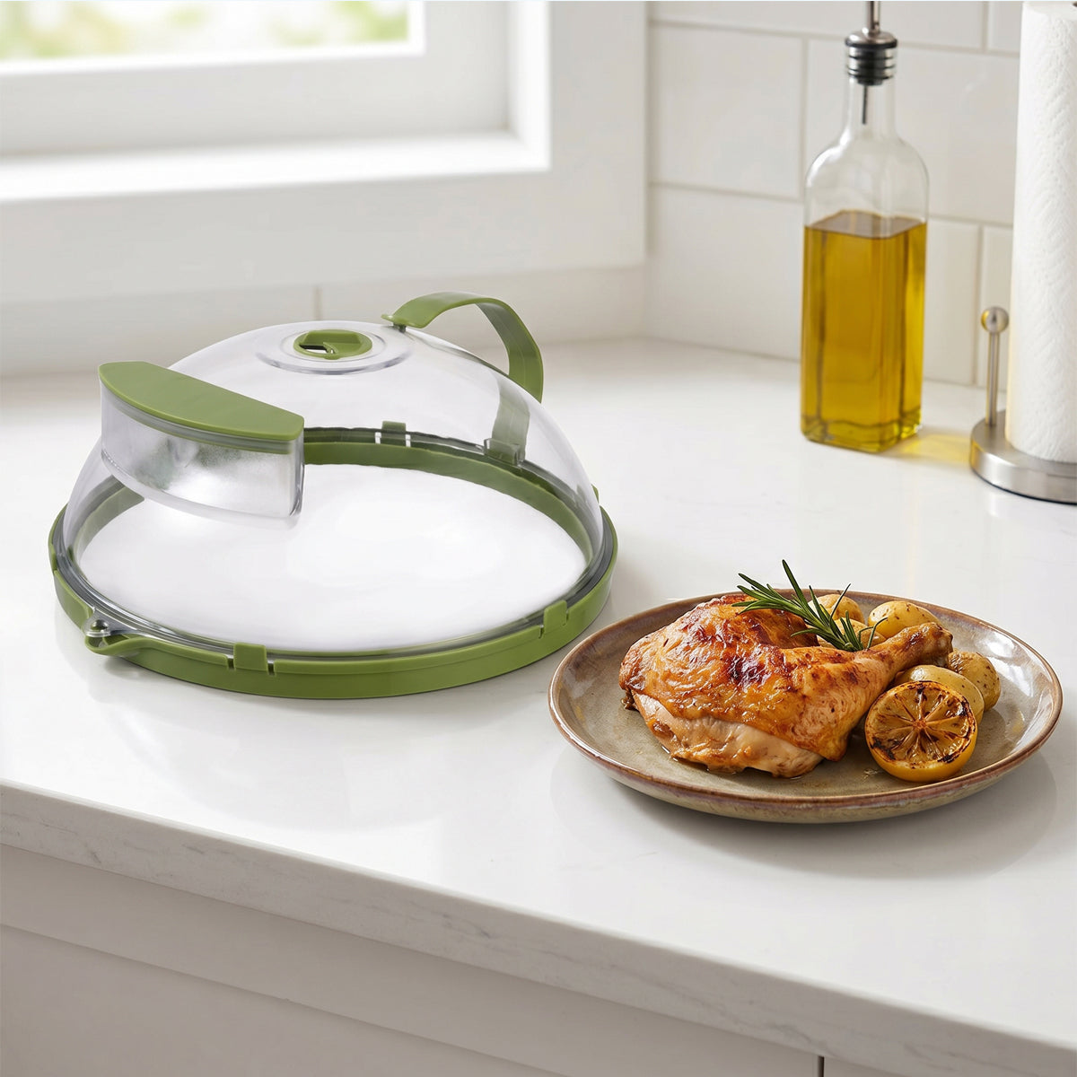 Microwave Splatter Cover with Water Steamer